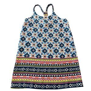Joy joy Women’s dress, mixed Aztec print, braided straps, lined, Size S